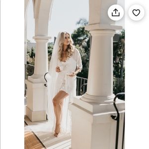 LeRose Bridal Robe, Lace Trim with slip